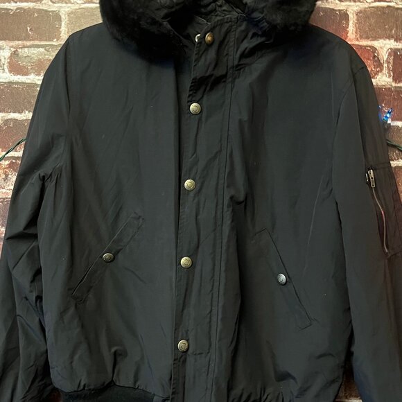 Polo Ralph Lauren Bomber Jacket - Faux Fur Hood & Utility Pocket - Black - Picture 2 of 16